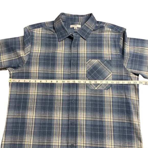 DAILY THREAD BUTTON UP SHIRT PLAID MENS L BLUE KHAKI CASUAL LONG SLEEVE NWT - Picture 9 of 11